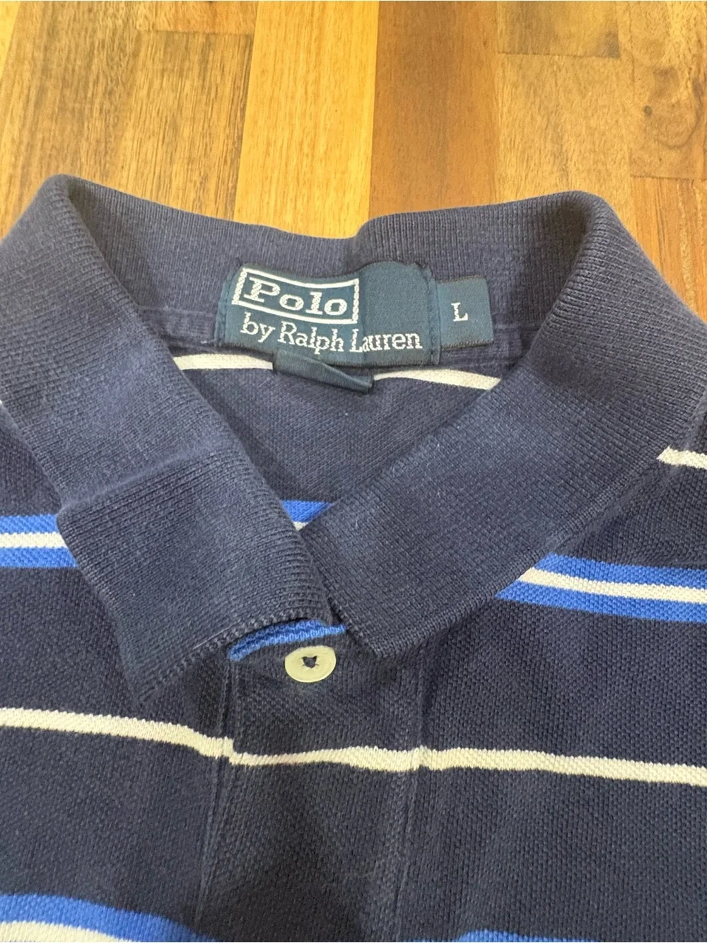 Polo Ralph Lauren Men’s Large Blue Striped Short Sleeve Polo Shirt Pony Logo